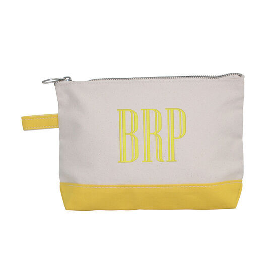 Personalized Yellow Trimmed Cosmetic Bag